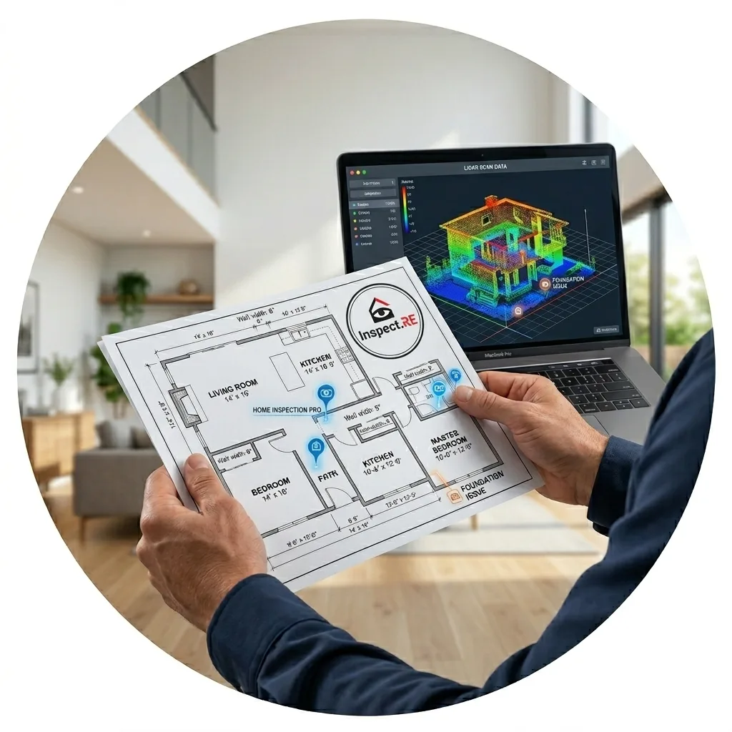 Inspect.re LIDAR floor plan report with 3D scan technology for home inspection