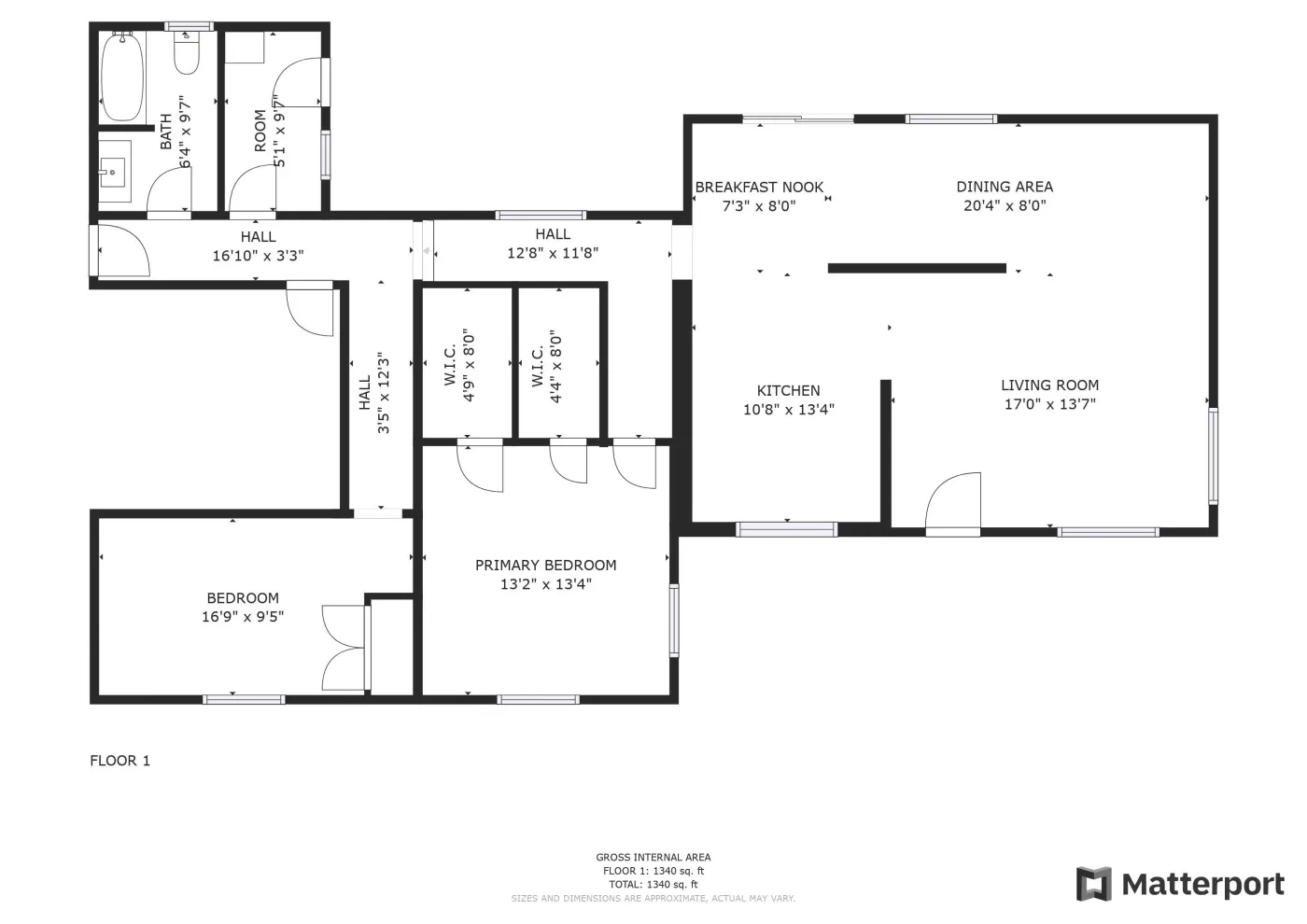 Matterport LIDAR floor plan with room dimensions and square footage from Inspect.re home inspection California